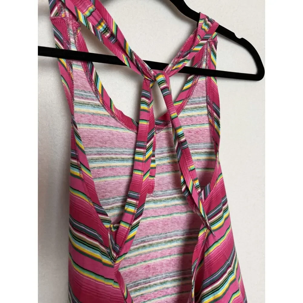 Ralph Lauren Girls Tank Maxi-Dress Pink Striped Size XL (16) Lightweight Cotton